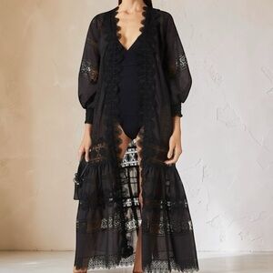 Waimari Black Crochet Lace Dress / coverup / duster – XS